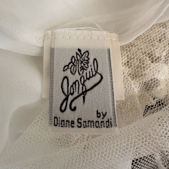 Jonquil Diane Samandi White/Ivory Satin Lace Slip Nightgown M Lingerie Bridal - Picture 9 of 11